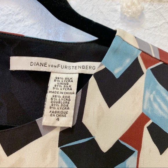 Diane Von Furstenberg Silk Geo Print Dress - Picture 2 of 6